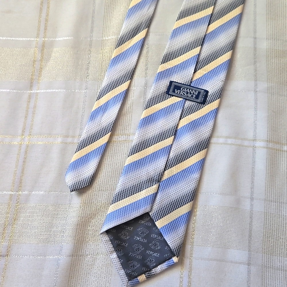 Versace Blue & Cream Stripe Tie